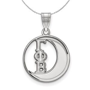 Sterling Silver Gamma Phi Beta Medium Circle Necklace - 24 Inch